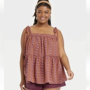 Women's Tie Strap Tiered Multicolor Tank - Universal Thread